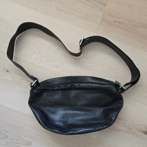 & Other Stories Black Leather Half Moon Crossbody Bag